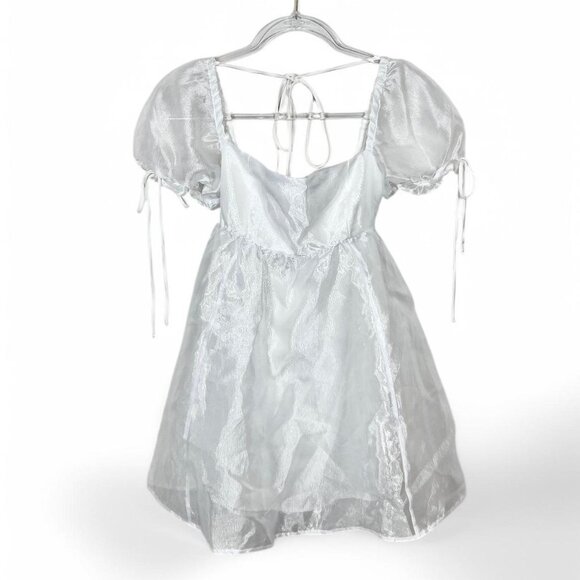 Lucy In The Sky White Babydoll Dress Tulle Bow Graduation/Senior Photos - Picture 1 of 5